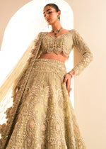 Pakistani Mint Embroidered Net Lehenga Choli (3-Piece) - Image 3
