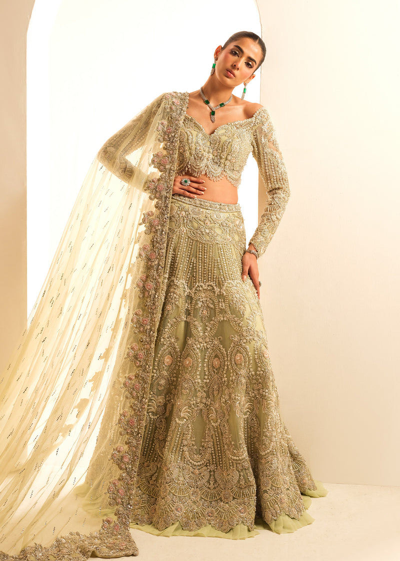 Indian Mint Embellished Net Lehenga Choli (3-Piece) - Image 3