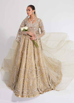 Pakistani Olive Green Embroidered Net & Brocade Bridal Lehenga (3-Piece) - Image 2