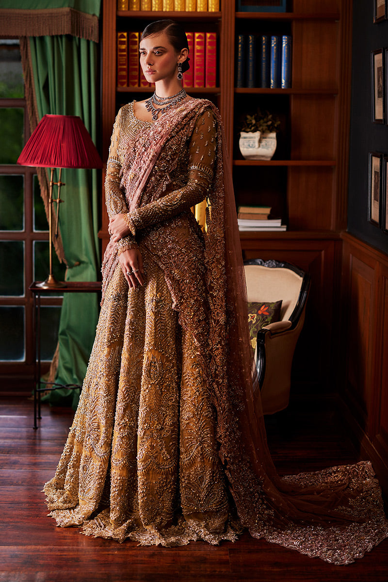 Olive Green Embellished Net Bridal Lehenga (3-Piece) - Image 1