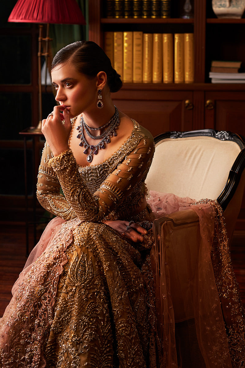 Olive Green Embellished Net Bridal Lehenga (3-Piece) - Image 10