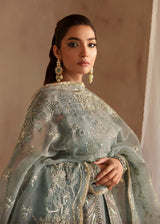 Sage Green Hand-Embellished Net Organza Bridal Lehenga (3-Piece) - Image 8