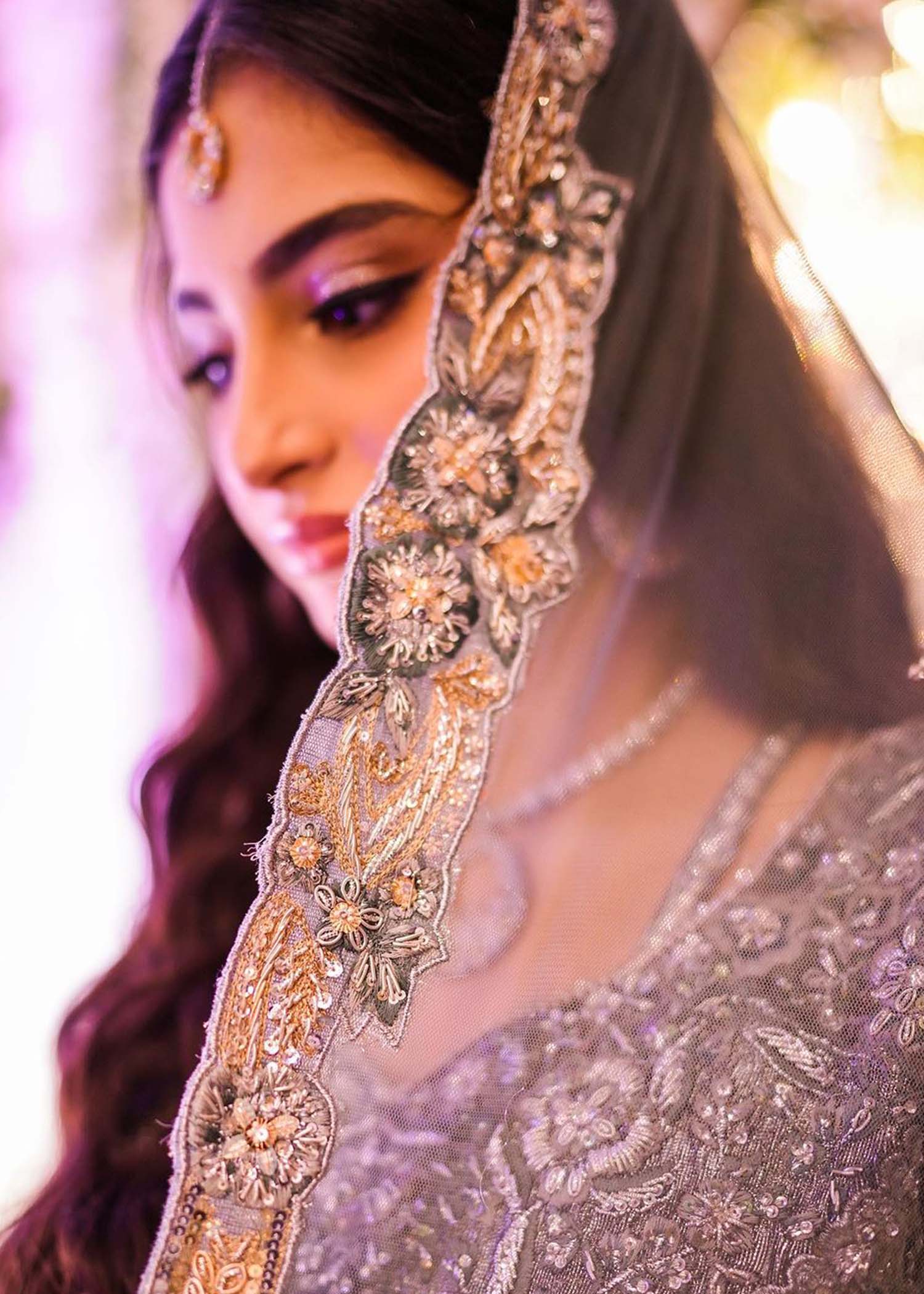 Pakistani Sage Green Embellished Net Organza Bridal Lehenga (3-Piece) - Image 7