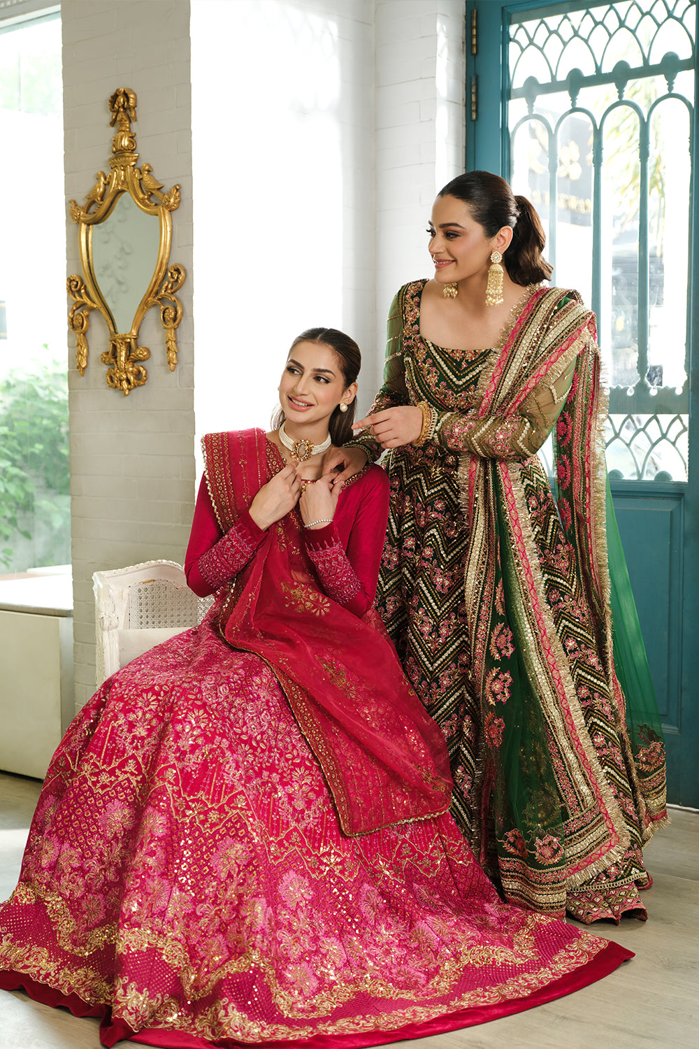 Pakistani Emerald Green Sequined Net Lehenga Choli (3-Piece) - Image 12