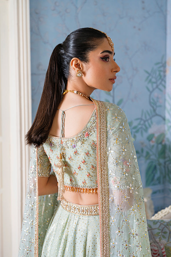 Mint Green Embellished Net Bridal Lehenga (3-Piece) - Image 5
