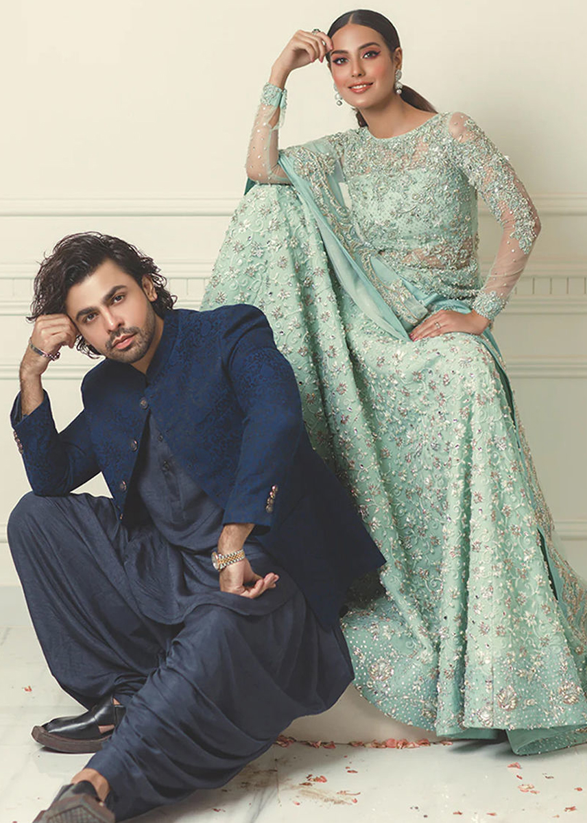 Indian Mint Green Embroidered Net Mermaid Lehenga (3-Piece) - Image 7