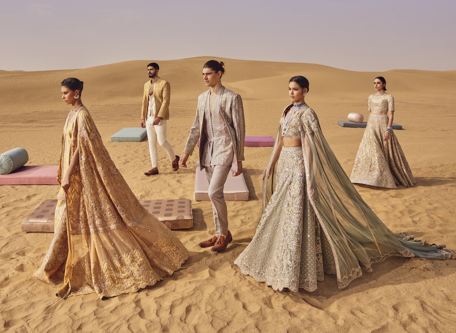 Pakistani Sage Green Embroidered Net Lehenga (3-Piece) - Image 1