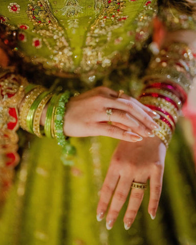 Pakistani Lime Green Embellished Net Bridal Lehenga (3-Piece) - Image 4