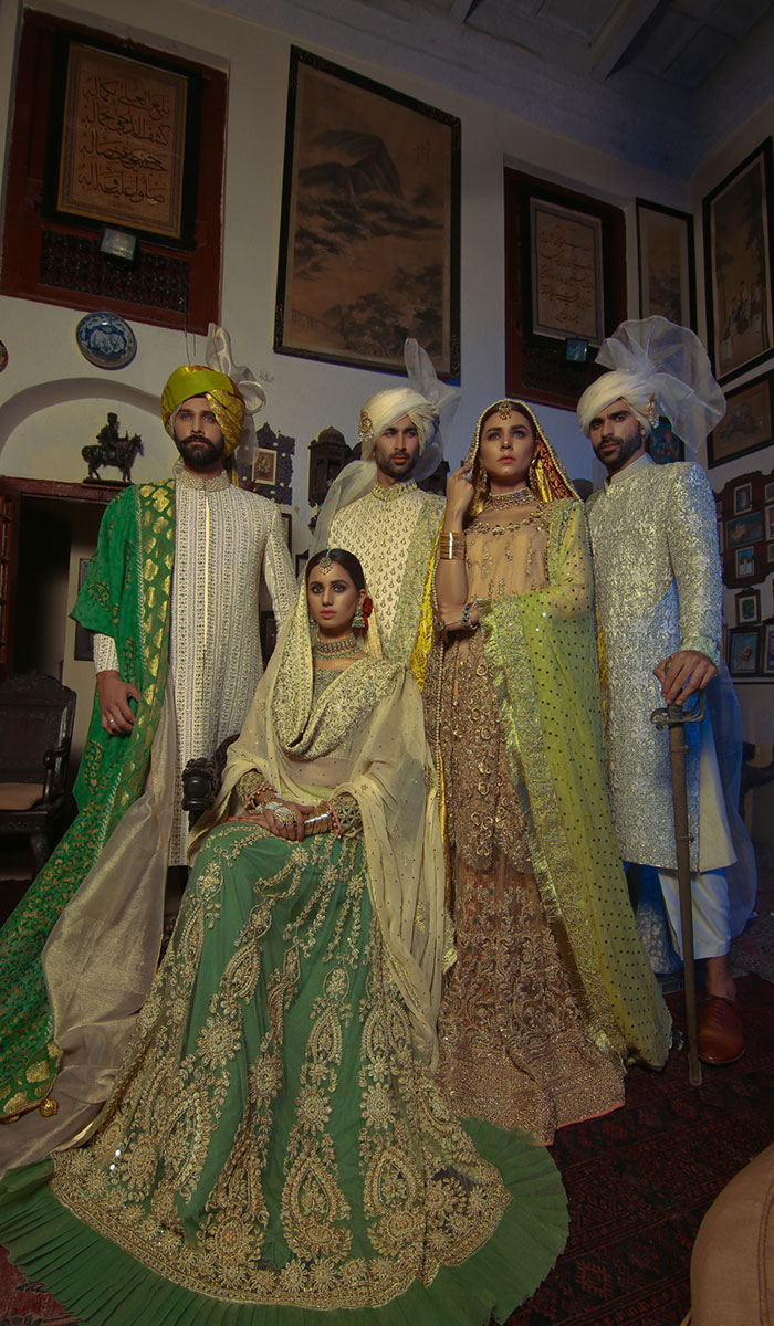 Emerald Green Gold Embroidered Net Bridal Lehenga (3-Piece) - Image 1