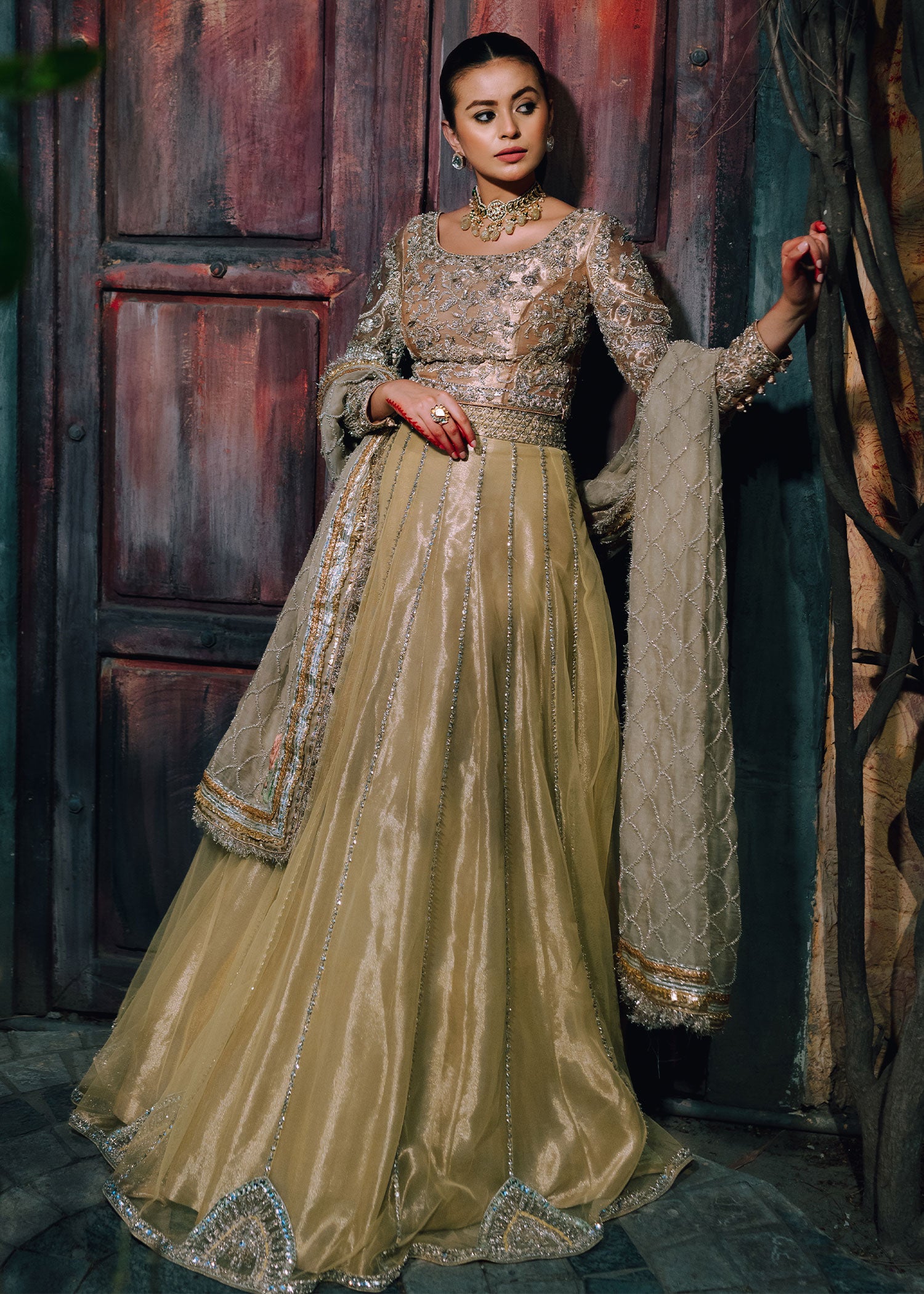 Lime Zardozi Net Lehenga Choli (3-Piece) - Image 2