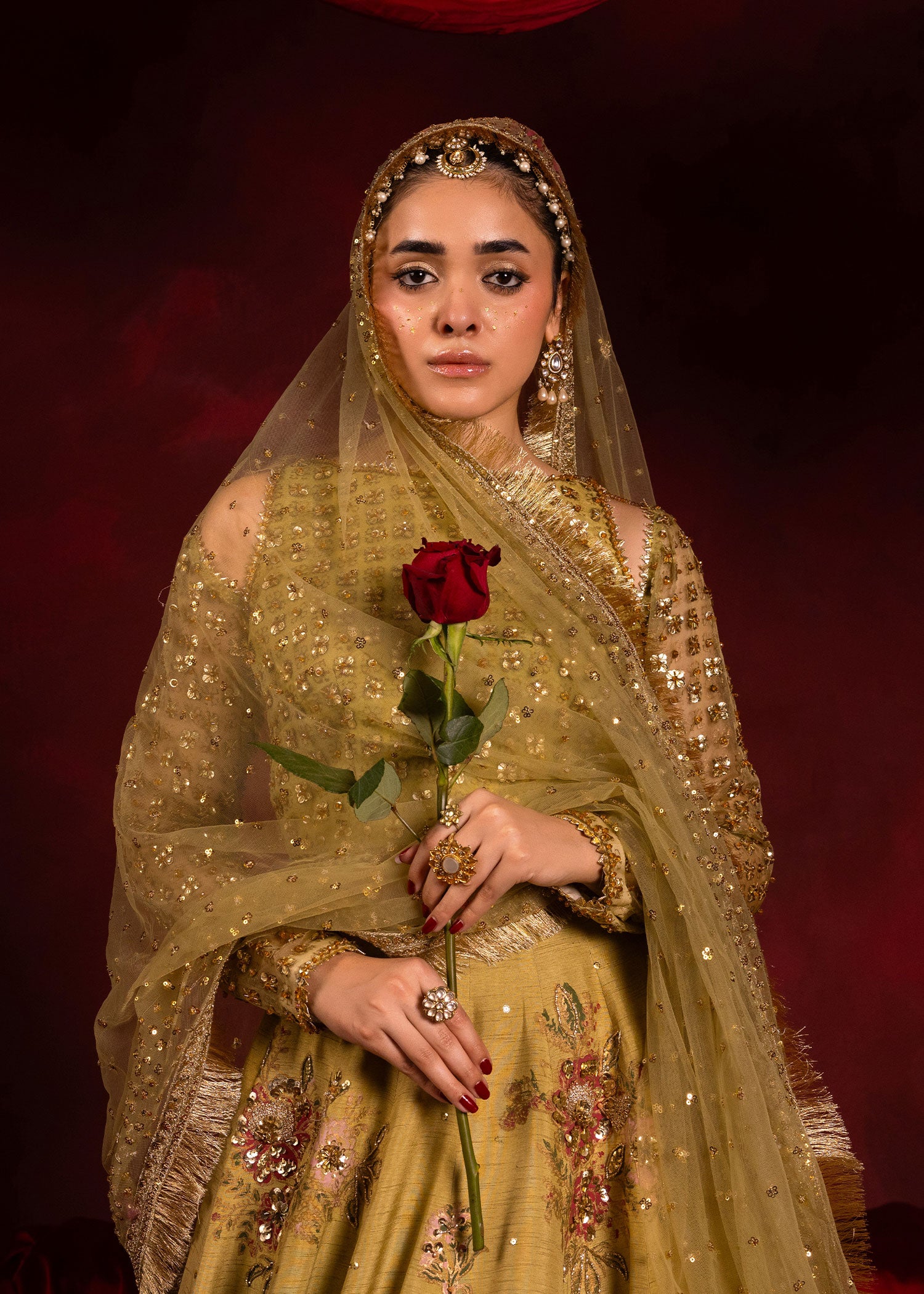 Light Green Embellished Organza & Silk Lehenga Choli (3-Piece) - Image 7