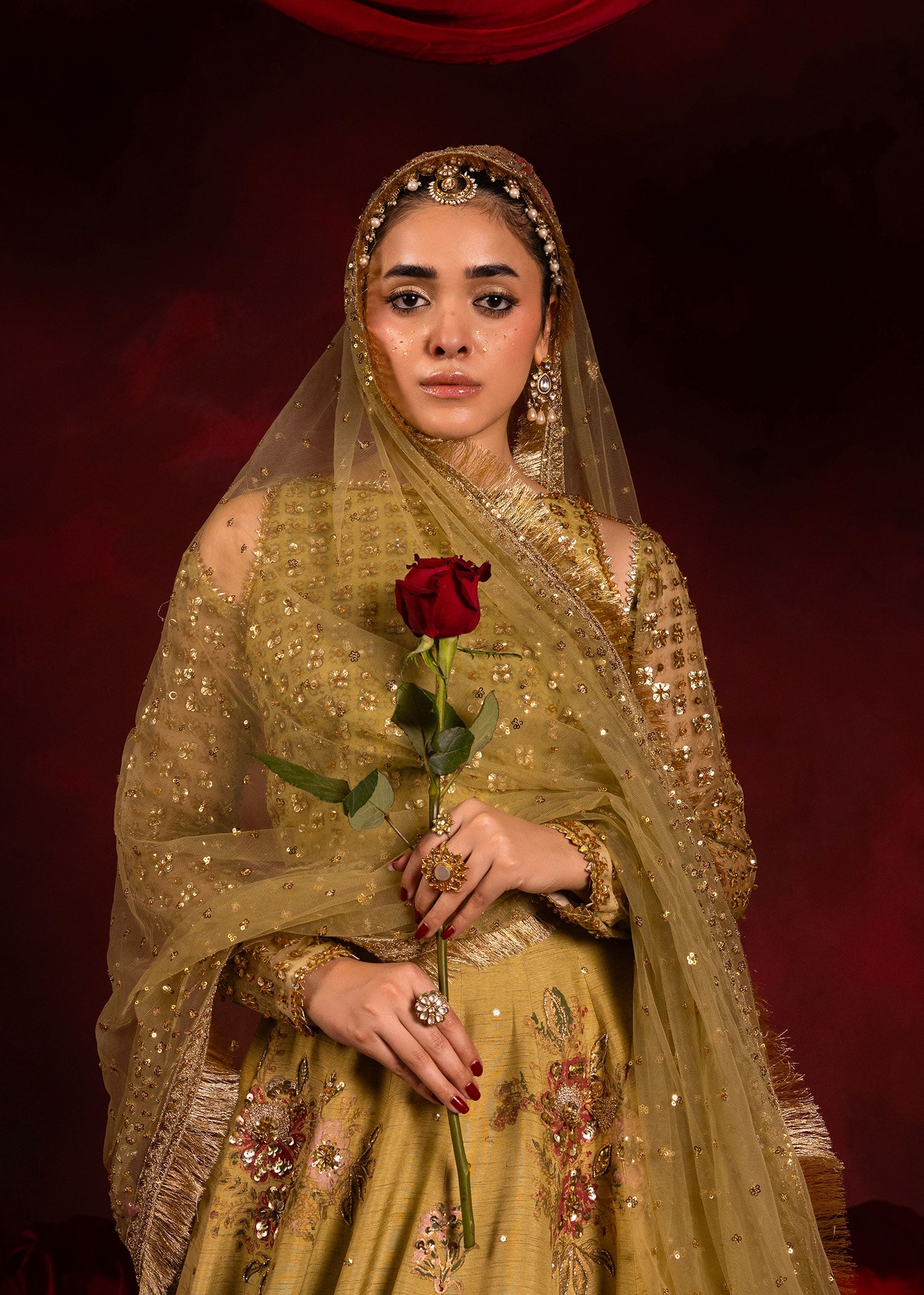 Light Green Embellished Organza & Silk Lehenga Choli (3-Piece) - Image 8