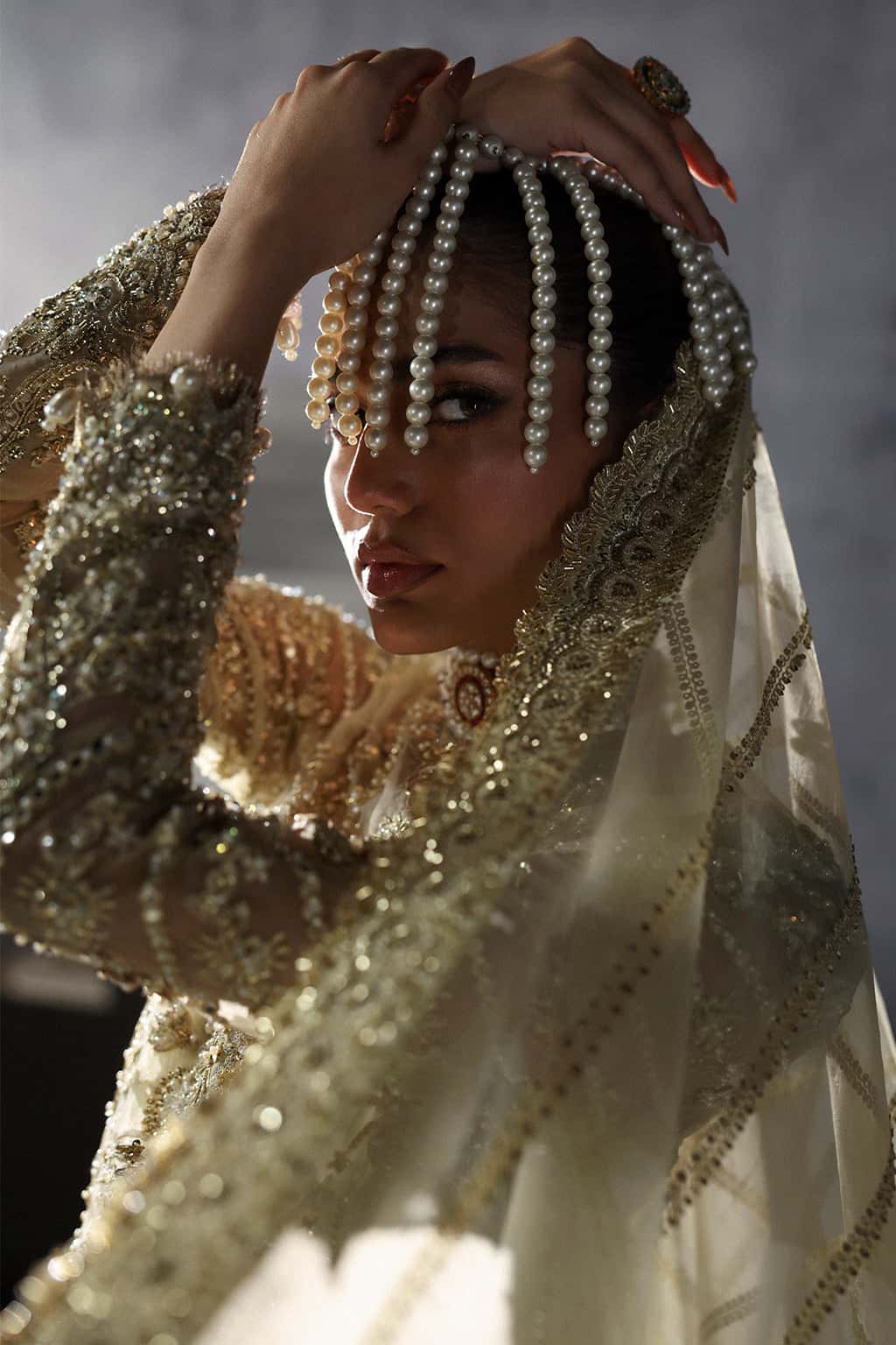 Green Hand-Embellished Organza Bridal Lehenga (3-Piece) - Image 4