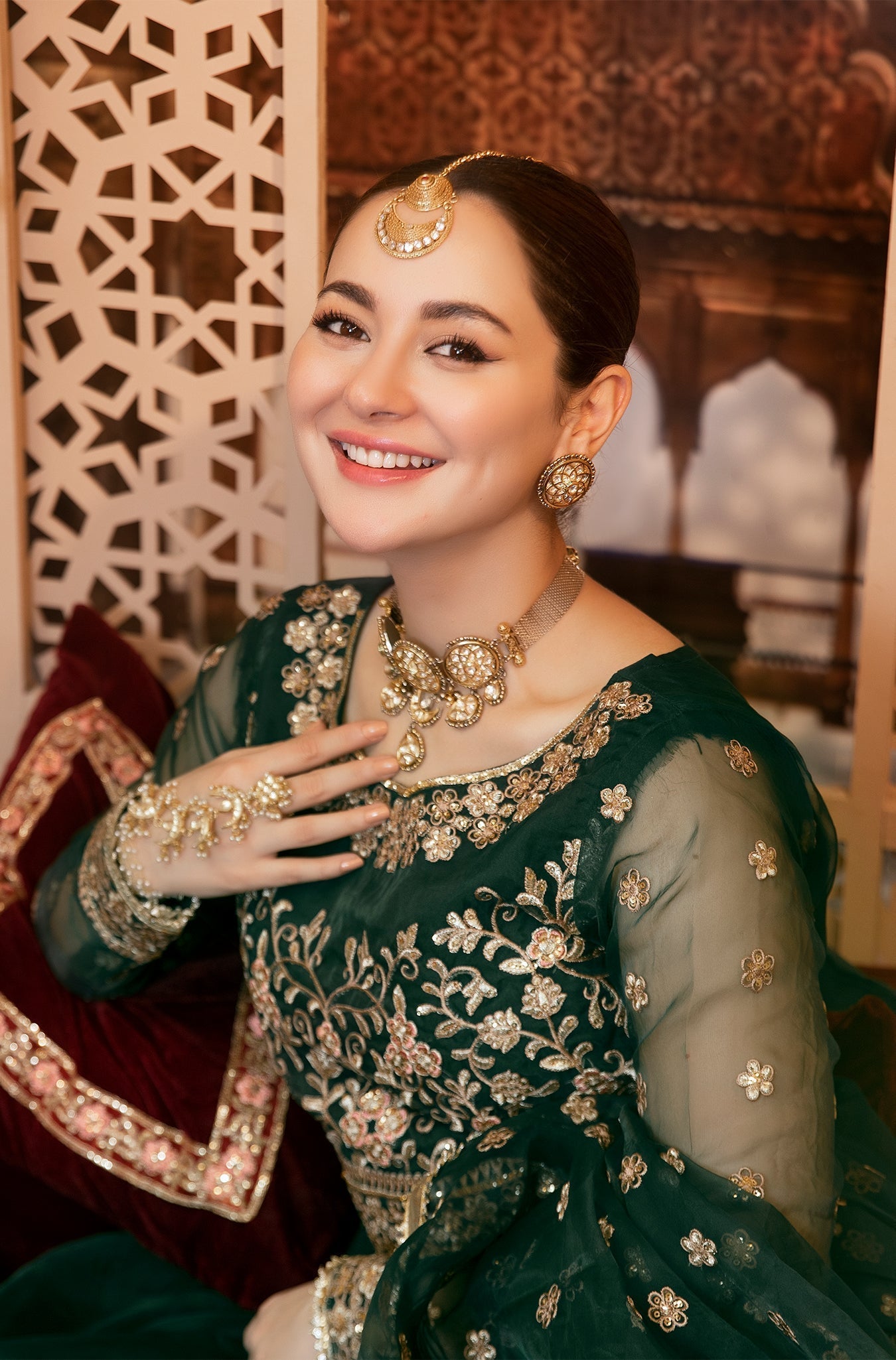 Dark Green Embroidered Pure Organza Lehenga Choli (3-Piece) - Image 8