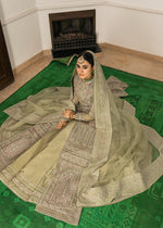 Indian Pistachio Embroidered Organza Jacket Lehenga (3-Piece) - Image 11