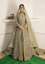 Indian Pistachio Embroidered Organza Jacket Lehenga (3-Piece) - Image 2