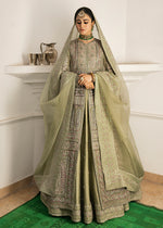 Indian Pistachio Embroidered Organza Jacket Lehenga (3-Piece) - Image 3