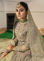 Indian Pistachio Embroidered Organza Jacket Lehenga (3-Piece) - Image 4