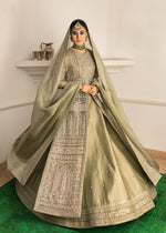 Indian Pistachio Embroidered Organza Jacket Lehenga (3-Piece) - Image 5