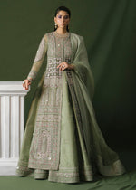 Indian Pistachio Embroidered Organza Jacket Lehenga (3-Piece) - Image 6