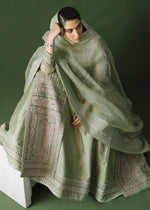 Indian Pistachio Embroidered Organza Jacket Lehenga (3-Piece) - Image 9