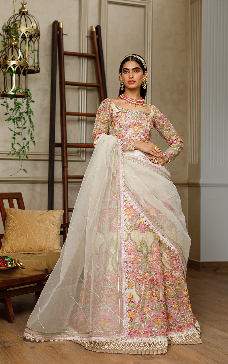 Pakistani Green Embroidered Organza Lehenga Set (3-Piece) - Image 7