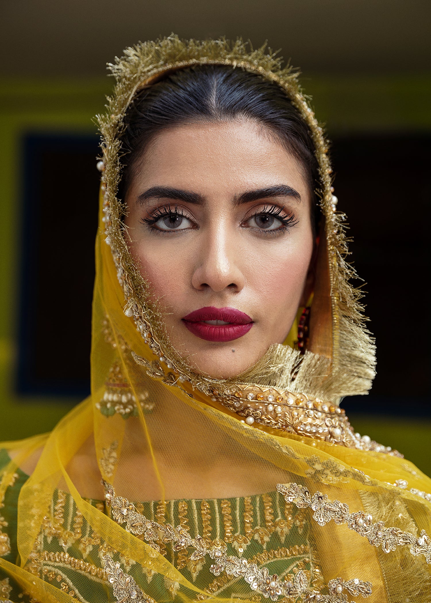 Bottle Green Embroidered Raw Silk Lehenga Choli (3-Piece) - Image 2