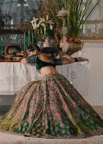 Pine Green Embroidered Korean Raw Silk Lehenga (3-Piece) - Image 11