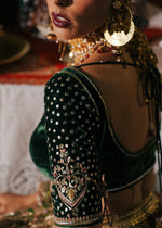 Pine Green Embroidered Korean Raw Silk Lehenga (3-Piece) - Image 12