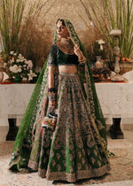 Pine Green Embroidered Korean Raw Silk Lehenga (3-Piece) - Image 2