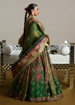 Pine Green Embroidered Korean Raw Silk Lehenga (3-Piece) - Image 5