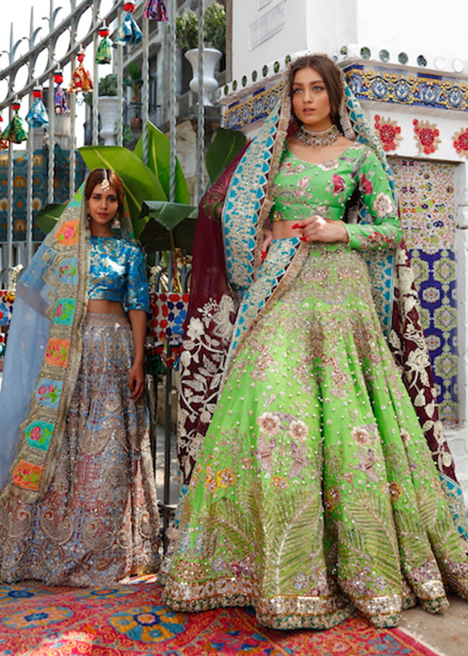 Green Zardozi Raw Silk Lehenga Choli (3-Piece) - Image 1