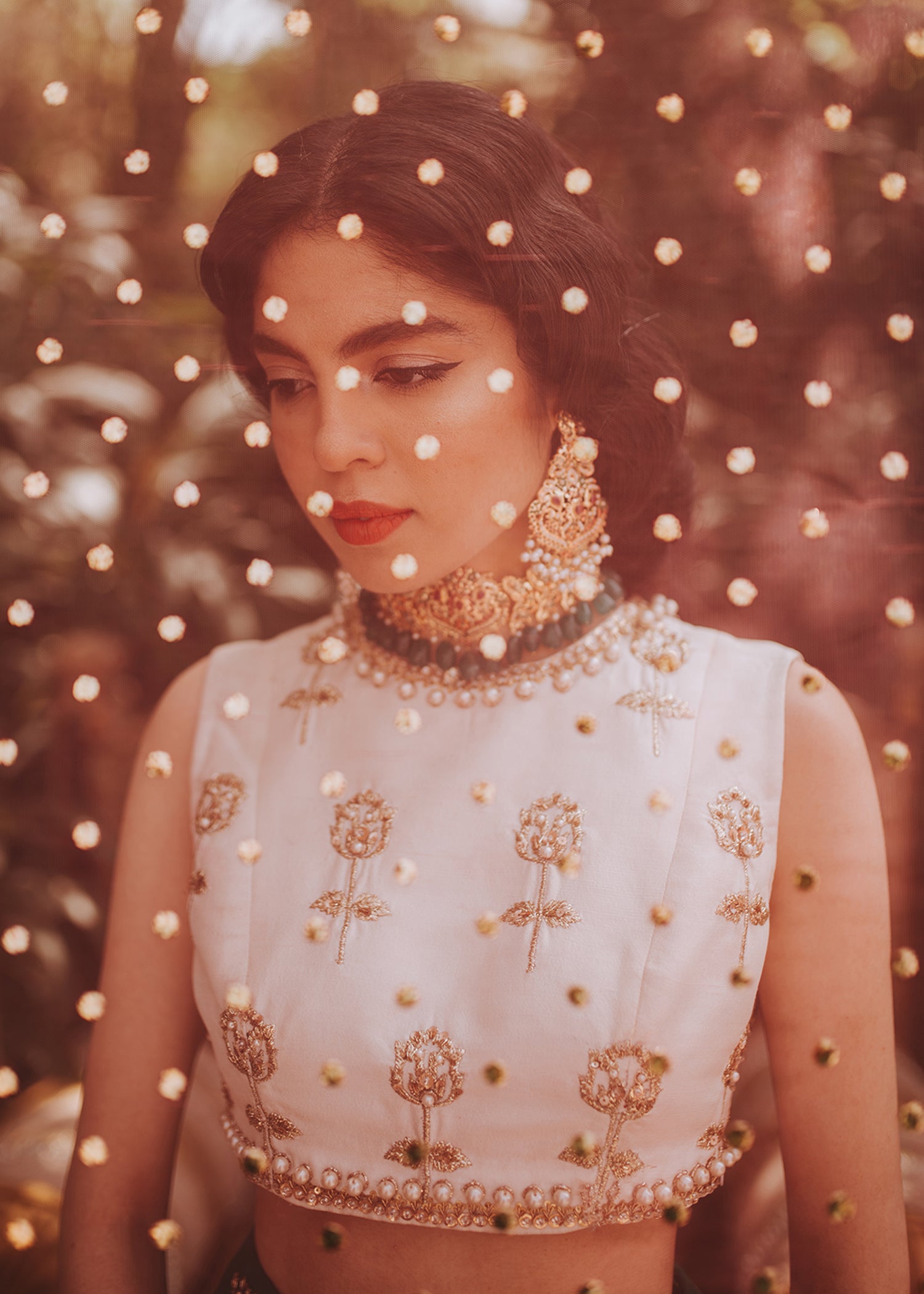 Emerald Green Zardozi Raw Silk Lehenga (3-Piece) - Image 2