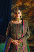 Bottle Green Embroidered Raw Silk Lehenga (3-Piece) - Image 11
