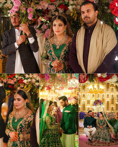 Emerald Green Embroidered Raw Silk Bridal Lehenga (3-Piece) - Image 6