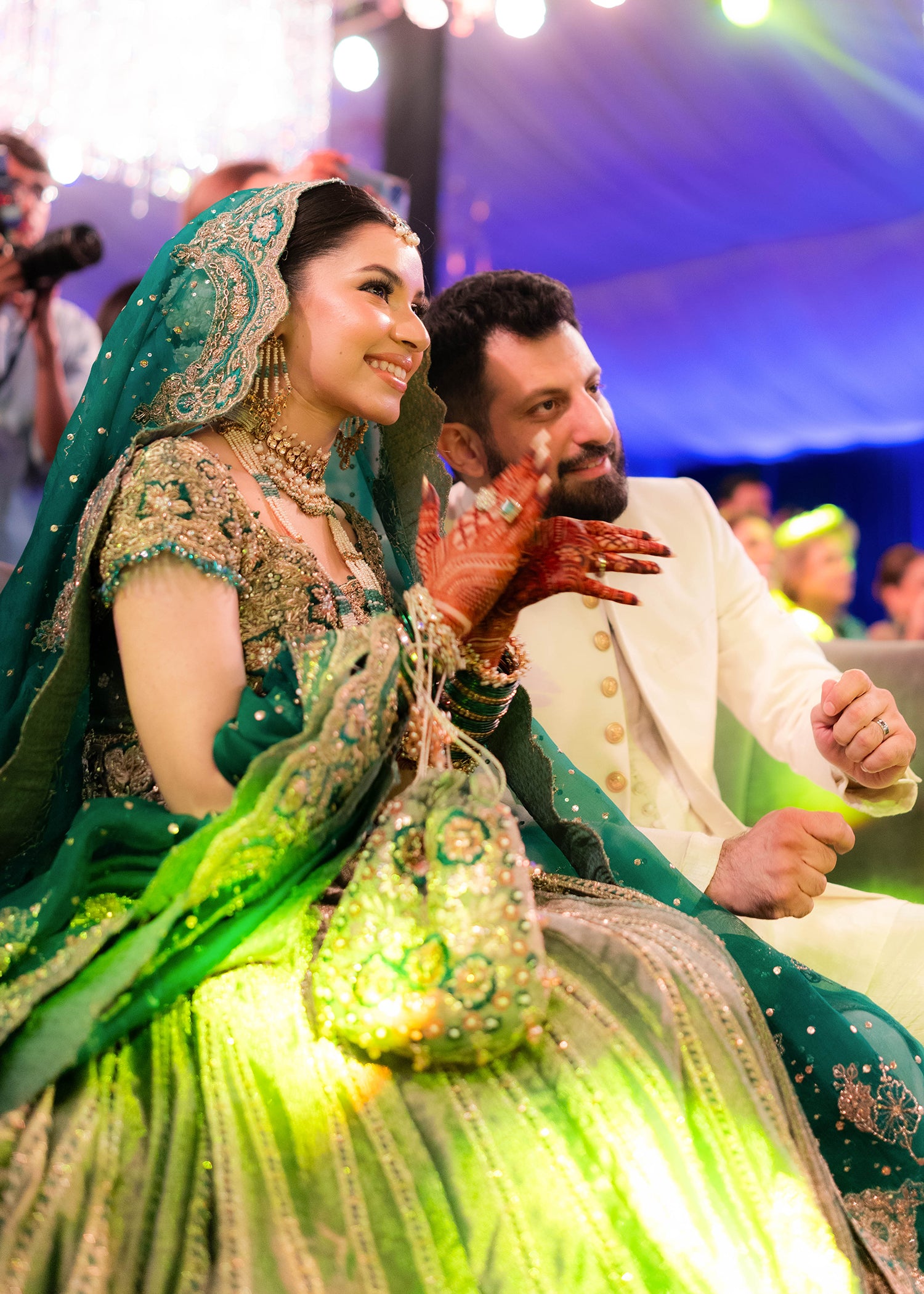 Emerald Green Zardozi Raw Silk Bridal Lehenga (3-Piece) - Image 3