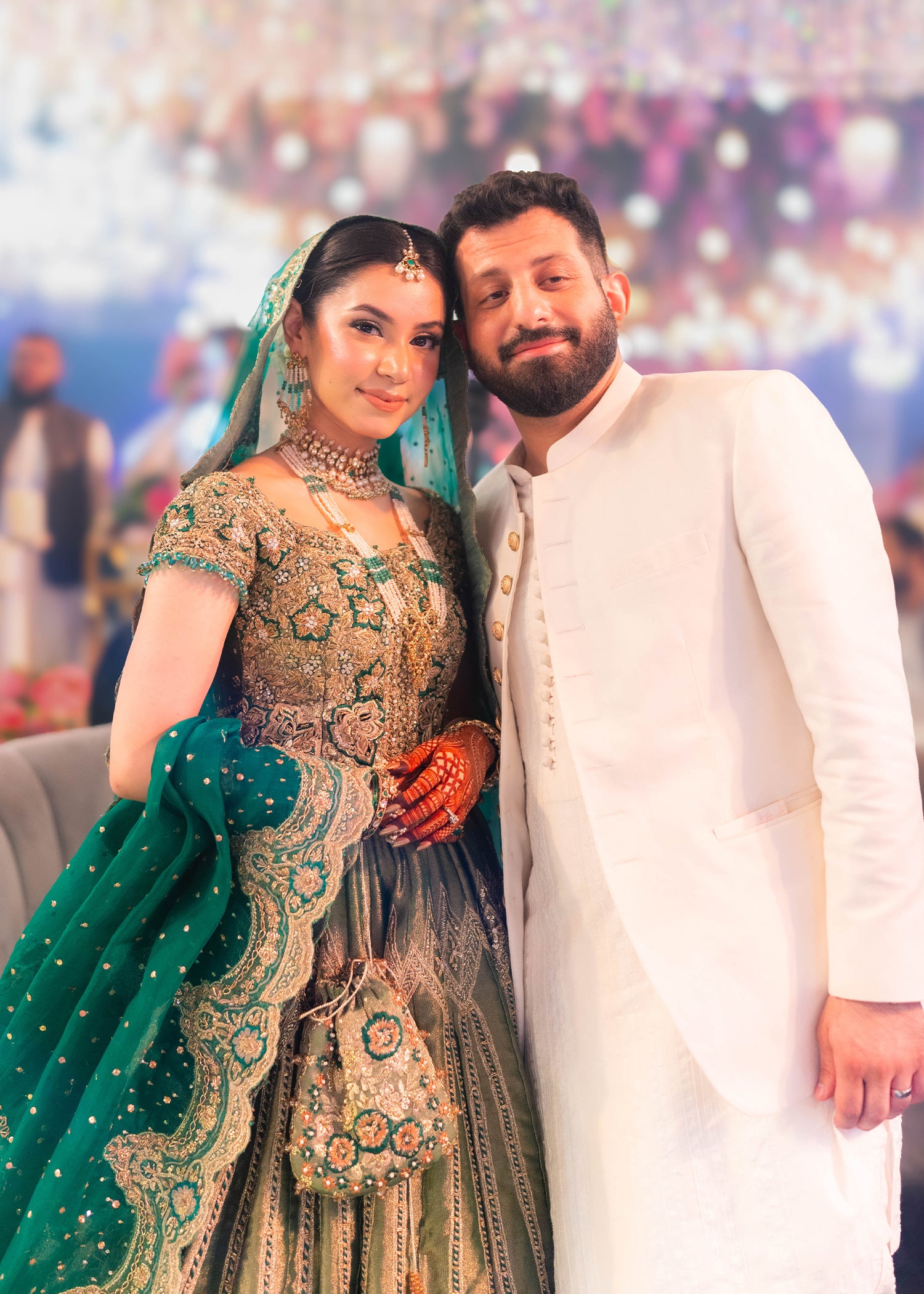 Emerald Green Zardozi Raw Silk Bridal Lehenga (3-Piece) - Image 5