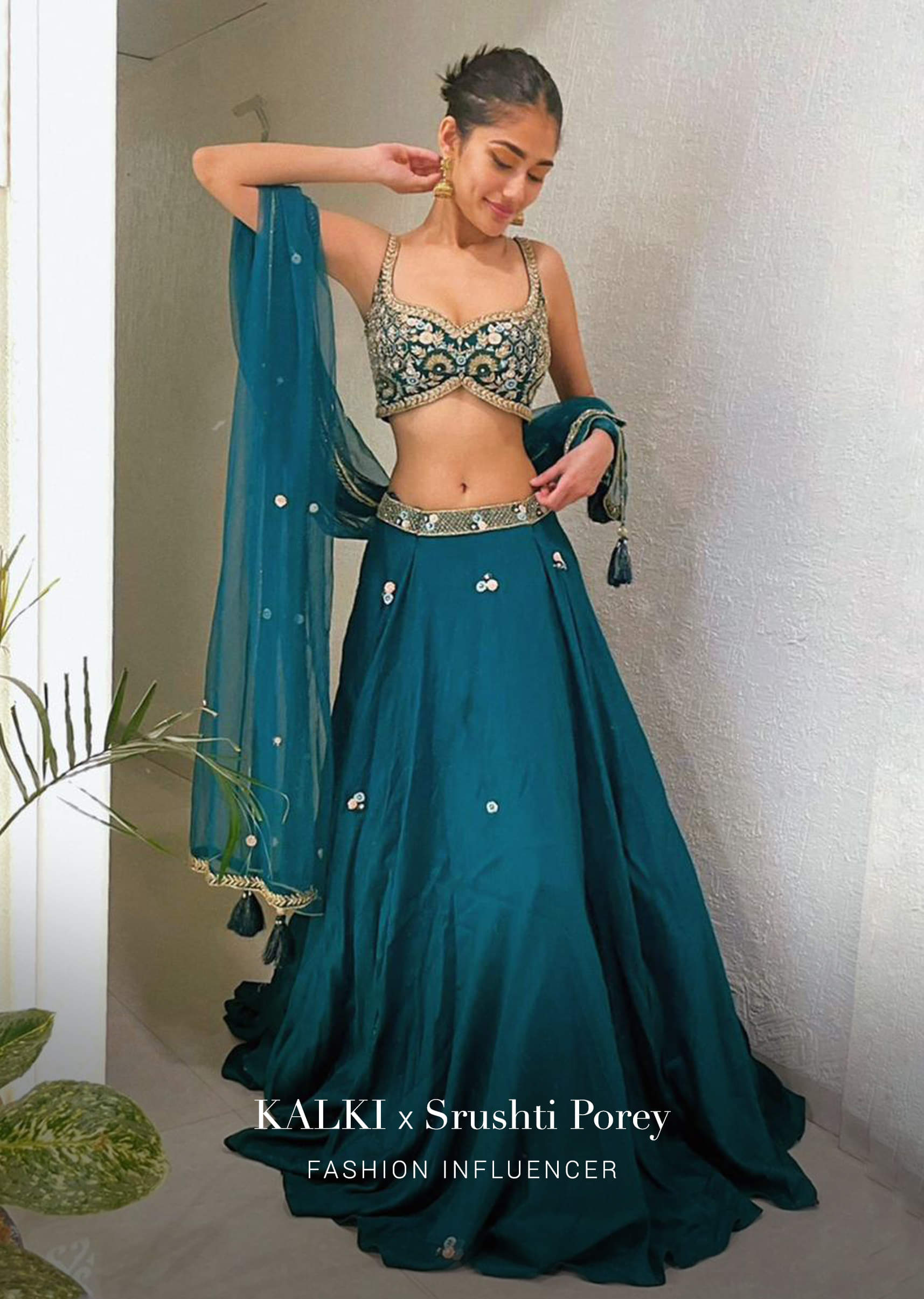 Pine Green Mughal Embroidered Raw Silk Lehenga Choli (3-Piece) - Image 3