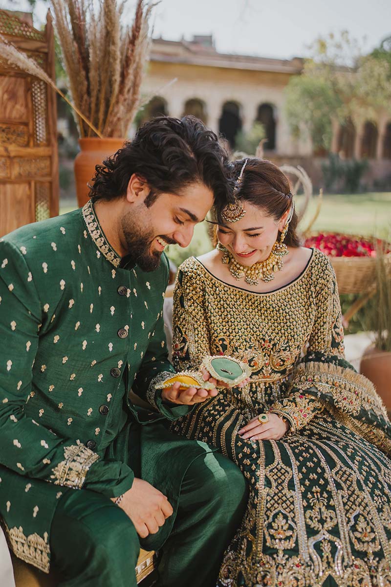 Pakistani Bottle Green Gota Resham Romani Silk Lehenga Choli (3-Piece) - Image 8