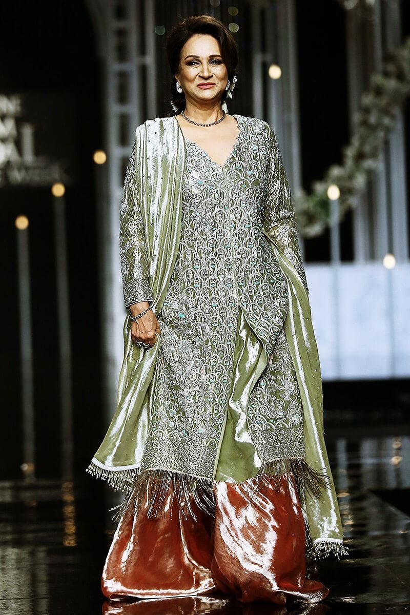 Pakistani Mint Green Embellished Shimmer Lehenga (3-Piece) - Image 1