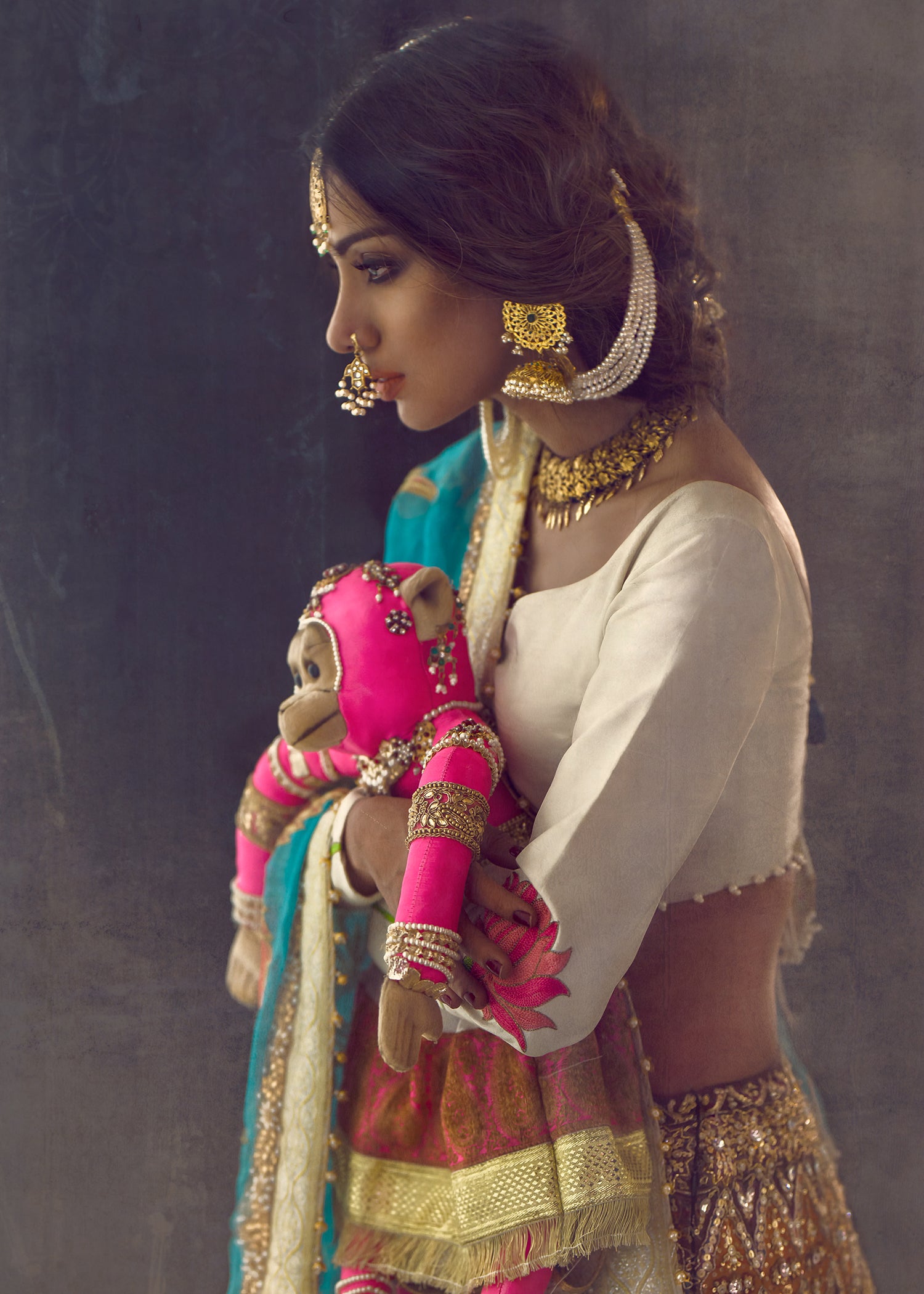 Pastel Jade Embroidered Silk-Blend Lehenga (3-Piece) - Image 3