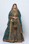Pakistani Jade Green Zardozi Net Lehenga Set (3-Piece) - Image 1