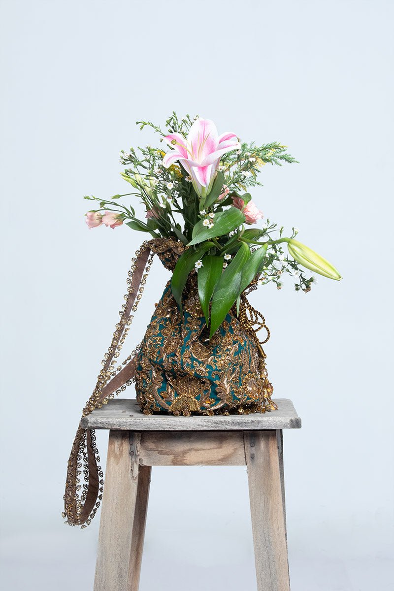 Pakistani Jade Green Zardozi Net Lehenga Set (3-Piece) - Image 6