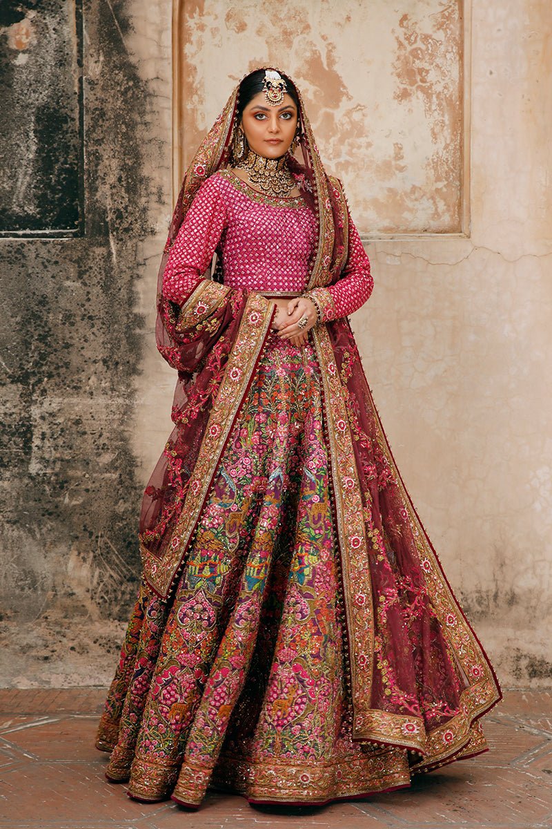 Pakistani Vine and Bronze Embroidered Silk Blend Lehenga (3-Piece) - Image 1