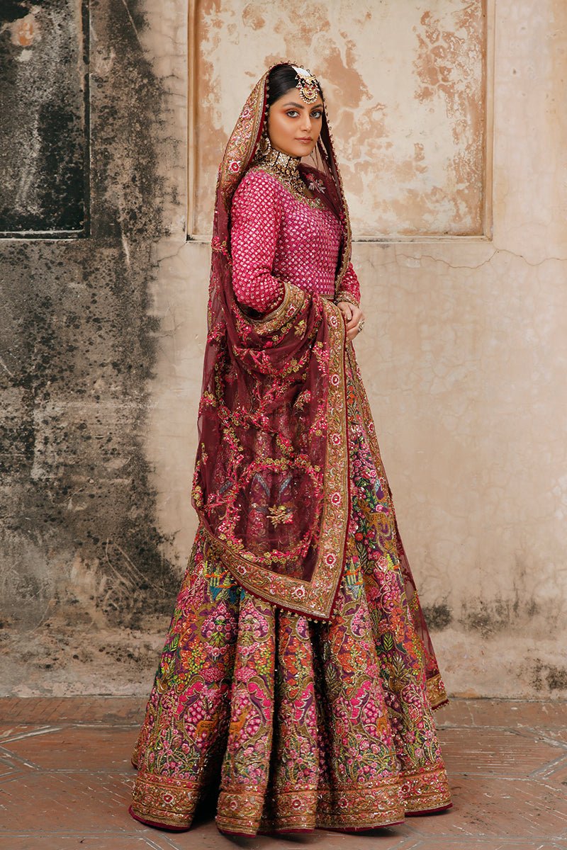 Pakistani Vine and Bronze Embroidered Silk Blend Lehenga (3-Piece) - Image 3