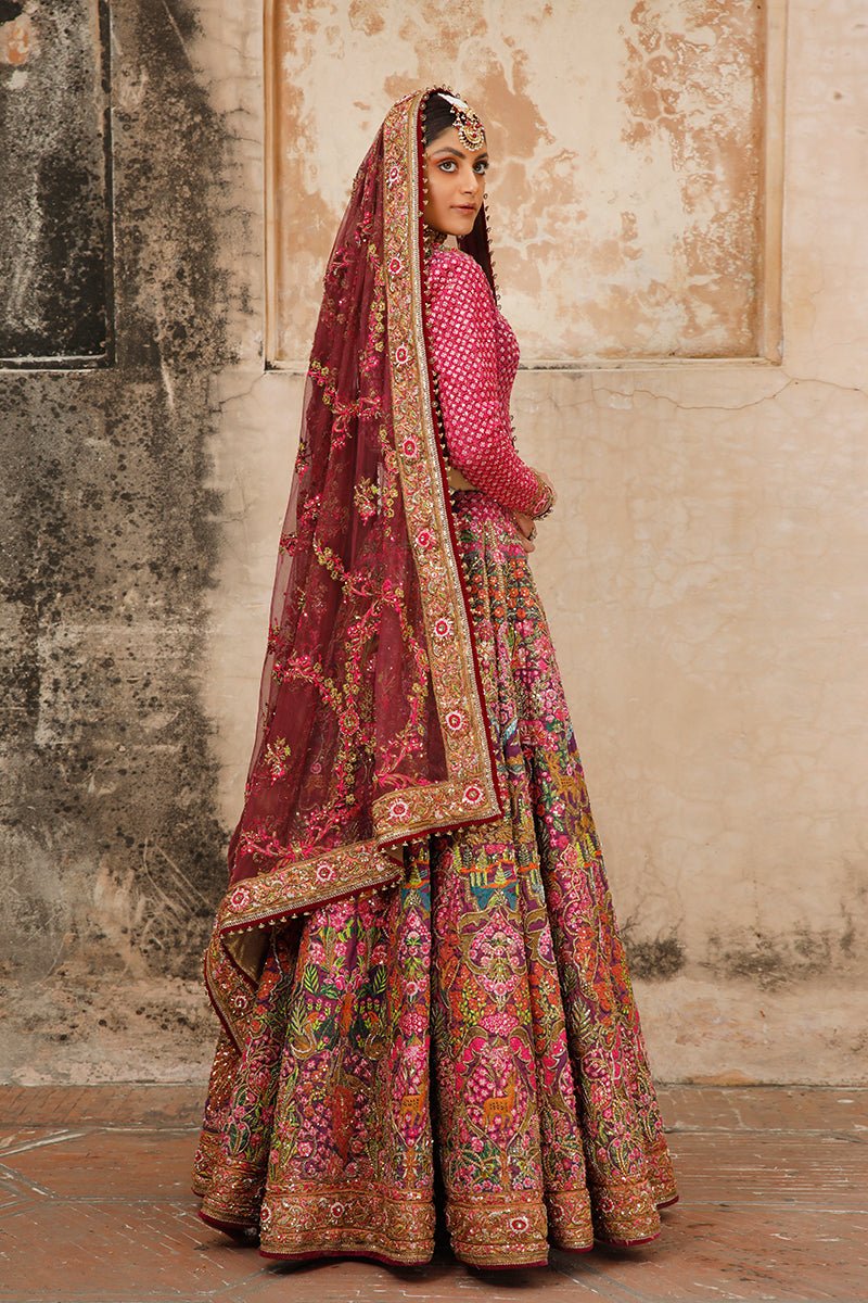 Pakistani Vine and Bronze Embroidered Silk Blend Lehenga (3-Piece) - Image 4
