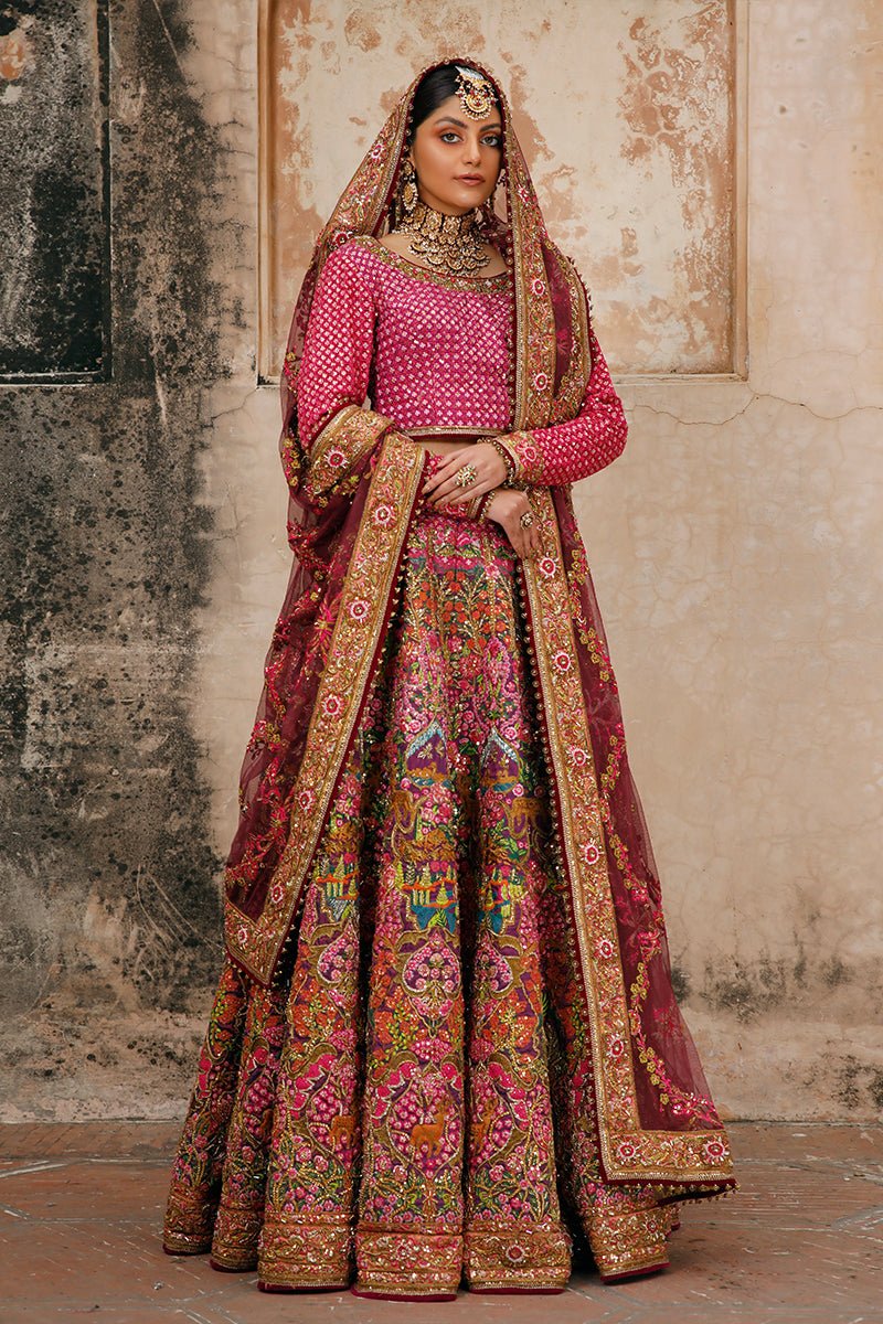 Pakistani Vine and Bronze Embroidered Silk Blend Lehenga (3-Piece) - Image 5