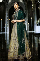 Pakistani Emerald Green Zardozi Silk Blend Lehenga (3-Piece) - Image 3