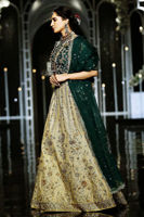 Pakistani Emerald Green Zardozi Silk Blend Lehenga (3-Piece) - Image 4