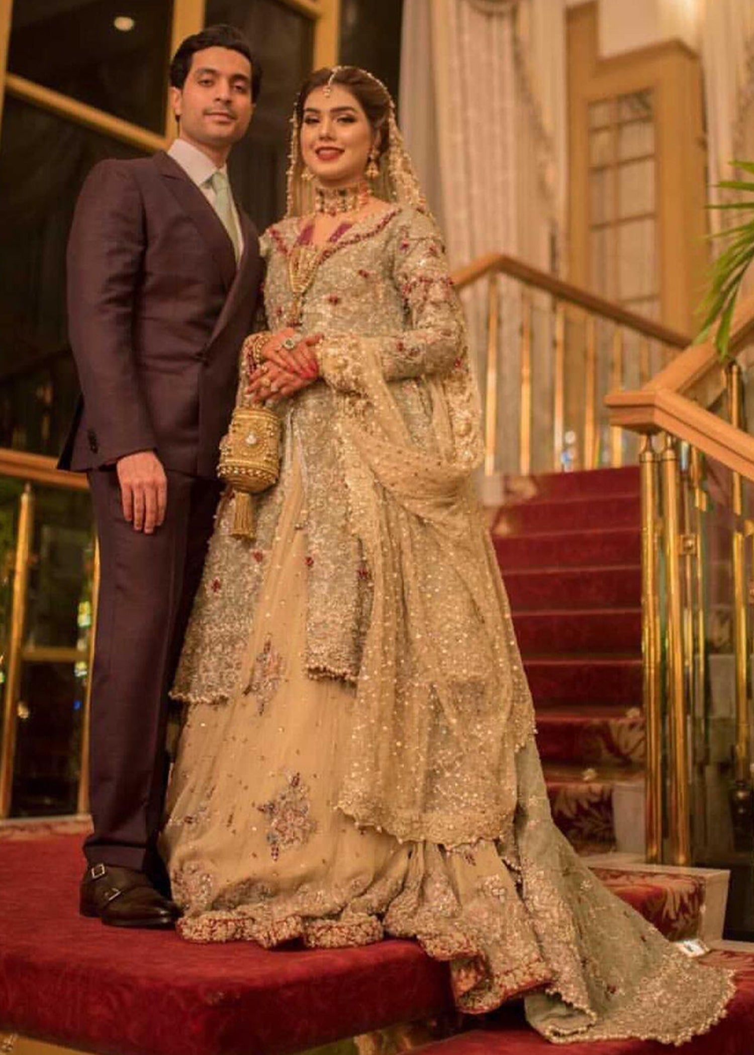 Sage Green Embellished Silk-Blend Bridal Lehenga (3-Piece) - Image 1